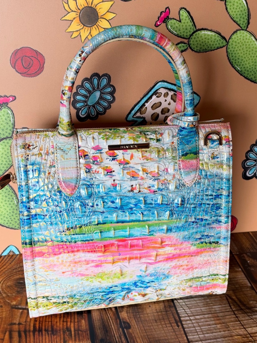 HTF BRAHMIN SMALL CAROLINE STAYCATION SATCHEL BAG NWT TROPIC FISH - Picture 4 of 13